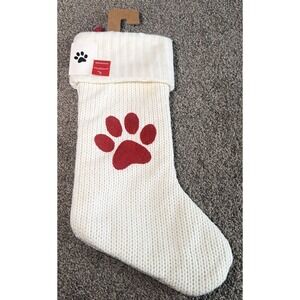 Pet Paw Knit Monogram Stocking Cat/Dog Wondershop White Xmas Holiday Target
